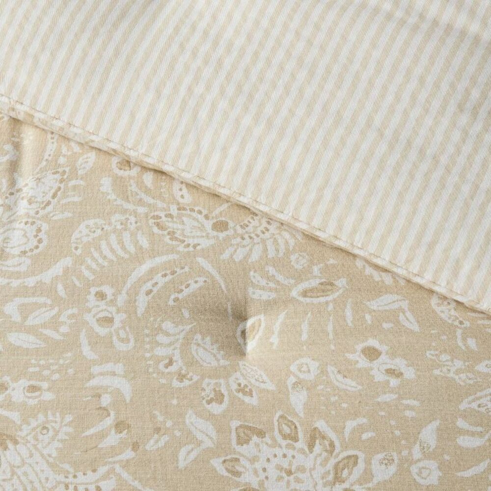 Threshold - Full/Queen Floral Paisley Casual Textured Cotton R Beige - Picture 3 of 4